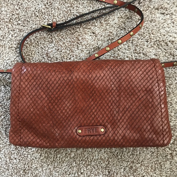 Frye Crossbody Studded Strap Bag Leather Brown - Picture 4 of 5